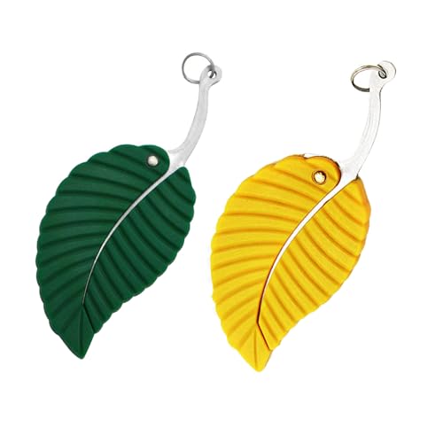 2Pcs Multifunctional Mini Leaf Keychain, Compact Pocket Accessory, Stainless Steel