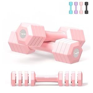 Adjustable Dumbbells Set, 4 in 1 Hand Weights Set for Women Men 10 LB/ 12 LB Dumbbell Pair Each 2lbs 3lbs 4lbs 5lbs Weights Dumbbells Set with TPU Soft Rubber Handle for Home Gym Exercise Fitness