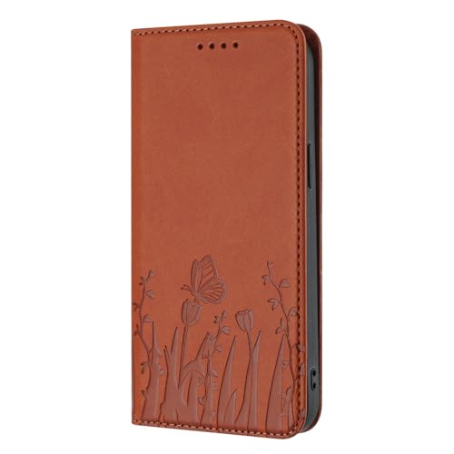 PONRFEKT Funda Cartera para Vivo Y21 2021 / Y33S / Y21S,Funda Libro de Cuero PU con Tarjetero,Cierre magnético,función Soporte y protección antichoques-Marrón