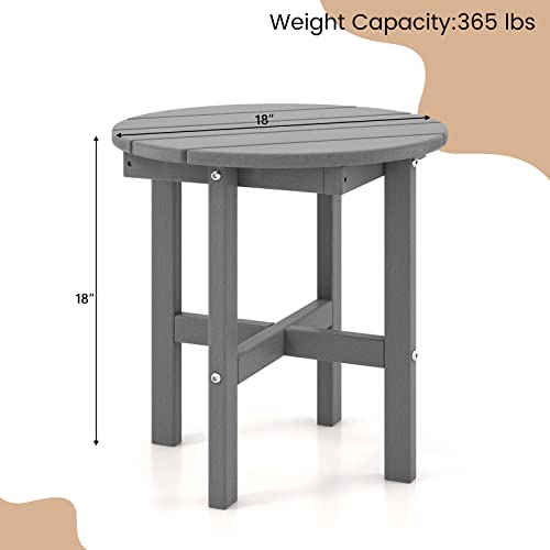 Giantex Small Outdoor Side Table - Weather-Resistant Hdpe Adirondack Round End Table With Cross Base And Slatted Surface, 18 Inches Patio Side Table For Indoors And Outdoors (Gray) #TOP2