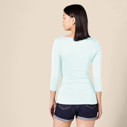 Image of Amazon Essentials Women's Slim-Fit 3 /4 Sleeve Boat Neck Tops Cotton Modal T-Shirt