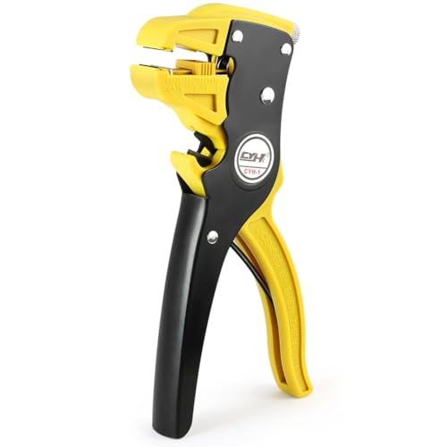 flintronic Abisolierzange Automatisch, 2-in-1-Abisolierwerkzeug, Verstellbarer Drahtschneider (für 14-24 AWG-Kabel), Elektrokabel-Abisolierzange für Elektronische und Kfz-Reparatur (Gelb)