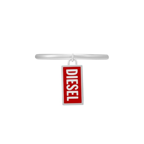 Bague Diesel Font en acier inoxydable unisexe avec breloque