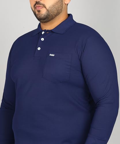 Image of INKKR Plus Size Men's Solid Polo Neck Full Sleeve T-Shirts