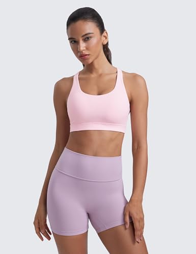 Image of CRZ YOGA Naked Feeling Strappy Sports Bras | Medium Support, Removable Pads, Yoga, Sleek, Scoop Neck, for Women