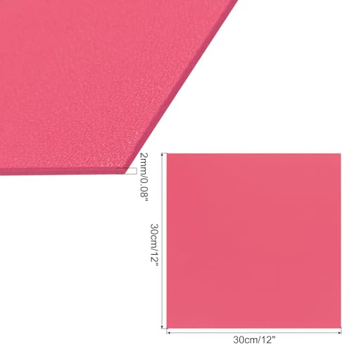 Image of ABS Plastic Sheet 12 x 12 Inch,Flexible Plastic Sheets 1 /12 Inch Thick Thermoplastic Sheet with Leather Texture Rose Red for DIY Crafts Decors 1Pcs