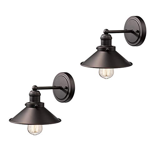 New Arrivals Zeyu Bathroom Wall Sconce 2 Pack, Vintage Vanity Lights in Oil Rubbed Bronze Finish with Metal Shade, 102-1W2 ORB
