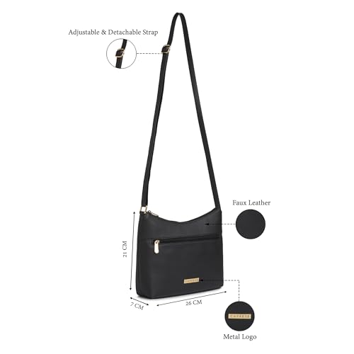Image of Caprese Ash Medium Sling Bag for Women with Adjustable Strap for Comfortable Wear | Zipper Closure | Versatile Handbag With Back Zip for Everyday Use, Travel, and Special Occasions