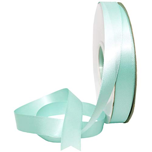 Image of Morex Ribbon 08816 /50-314 Double Face Satin Ribbon, 3 /8 inch x 50 Yd, Aqua