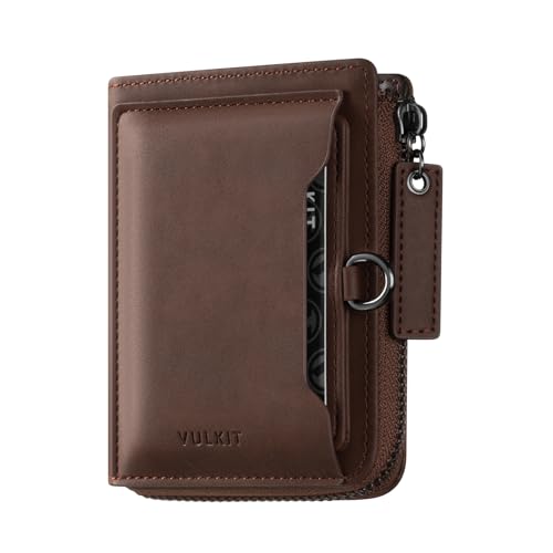 VULKIT Mens Wallet RFID Blocking Credit Card Wallet Leather Passcass Wallet Bifold Zip Around Card Holder with Coin Pocket