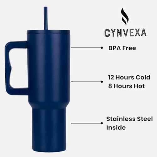 Image of CYNVEXA Personalized with Your Name, Tumbler with lid and Straw 1200ML Cup Stainless Steel Vacuum Insulated Tumbler for Water, Iced Tea or Coffee 1.2L Office Gym Travelling (Navy Blue)