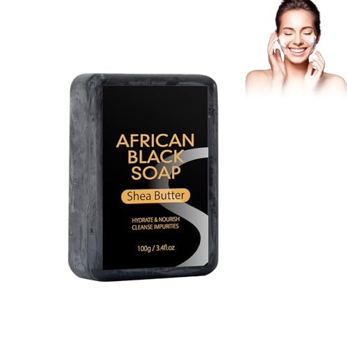 Rostblant 100g de savon noir, savon noir solide pour le corps, nettoyage en profondeur du corps, savon hydratant pour la peau, nettoyant corps visage pour hommes et femmes