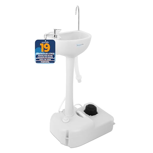 SereneLife lavamanos portatil, Lavabo, Camping, Fregadero, Dispensador de jabon, Porta toallas, Exteriores, Actividades al aire libre, Tanque de agua, Ruedas