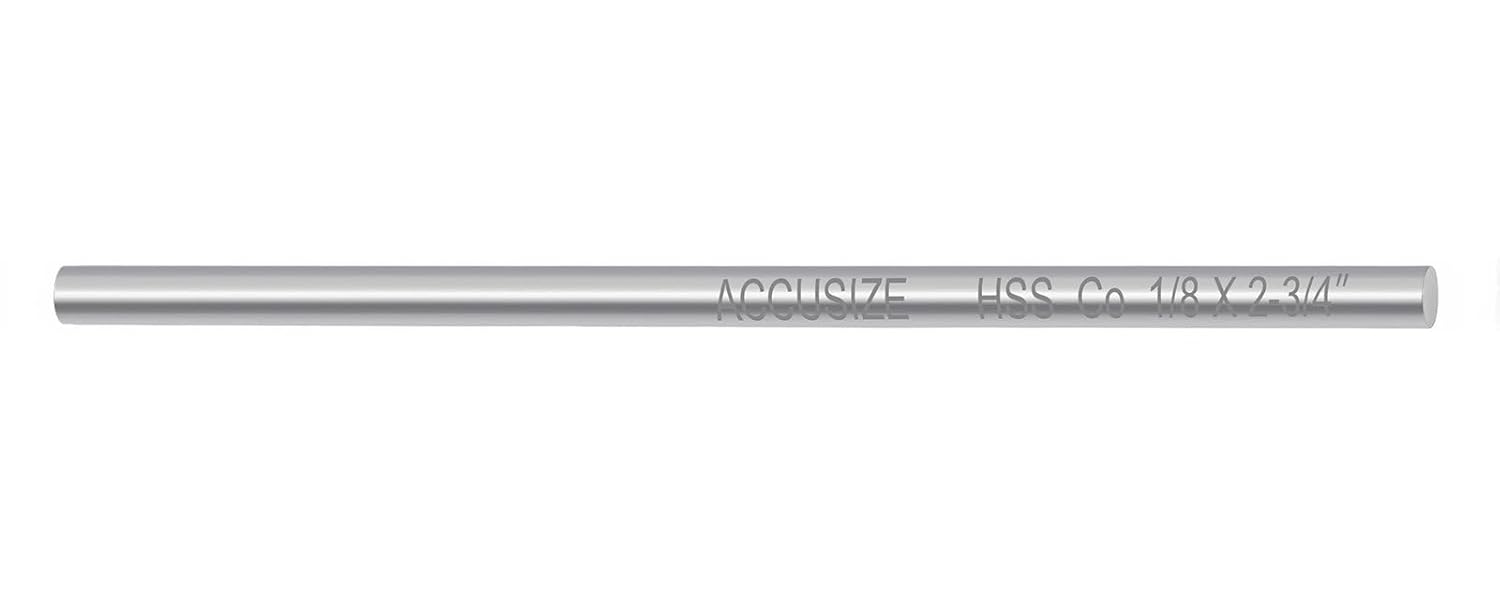 Accusize Industrial Tools 10 pcs 1/8" x 2-3/4" (Diameter x Oal) HSS+5% M35 Cobalt Round Lathe Tool Bits, 5098-0018x10