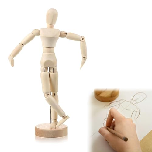 Gliederpuppe, Modellpuppe, Holzpuppe, Zeichenpuppe, Mannequin aus Holz, Schaufensterpuppe aus Holz, Verstellbare Glieder Puppe, für Anfänger, Profis und Künstler