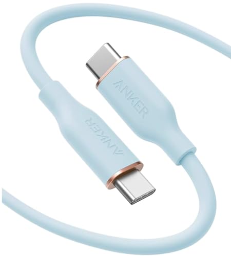 Image of Anker USB C Cable, Type C Fast Charging Flow Cord for iPhone 1716 /15 Series, MacBook Pro 2020, and More (USB 2.0,240W, 1 Pack, Blue, 6FT)