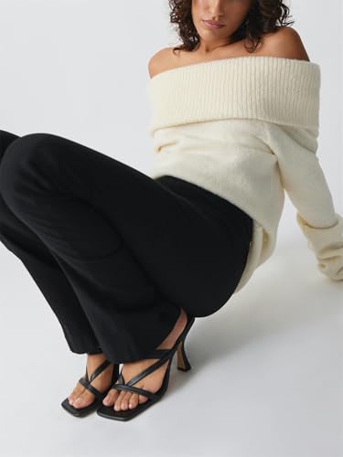 Image of Women Cute Off The Shoulder Sweater Sexy Long Sleeve Slouchy Knit Loose Fit Pullover Top Going Out Knitwear Jumper