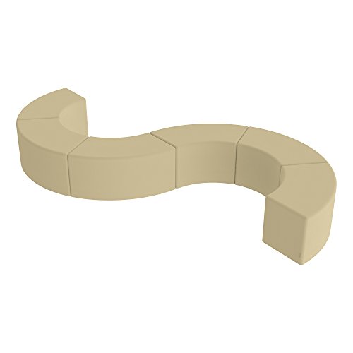 Image of Sprogs 18 inch H Structured S-Curve Stool -Flexible Modular Collaborative Soft Seating for Office, Home, Lounge and School Classrooms with Durable Frame & Set of 2 inch Legs Add-on - Sand