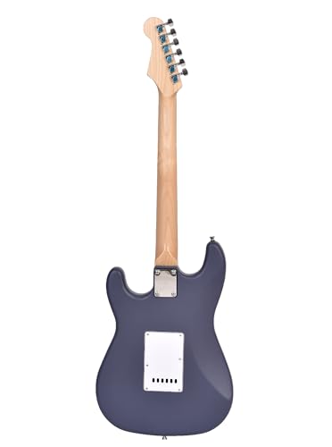 Image of Blueberry R-701-M Full Size Electric Guitar, Tech Rosewood Fretboard, Chrome-Plated Hardware, SSS Pickup, 6-String Right-Handed Beginner Kit with Bag, Strap, Strings & 2 Picks (GRAY, Value Pack)