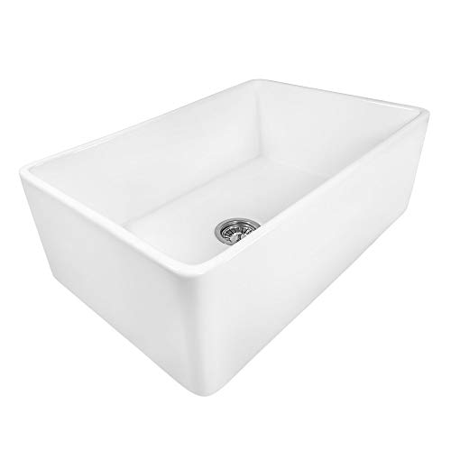 Ruvati 33 x 20 inch Fireclay Reversible Farmhouse Apron-Front Kitchen Sink Single Bowl