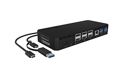 Estación de acoplamiento ICY BOX USB-C (14 en 1) para 3 monitores (3x HDMI y 3x DP), 5K 30Hz | 4K 60 Hz, HUB USB 6 de 3.0 vías, suministro de energía de 100 W, Gigabit Ethernet, audio, IB-DK2254AC