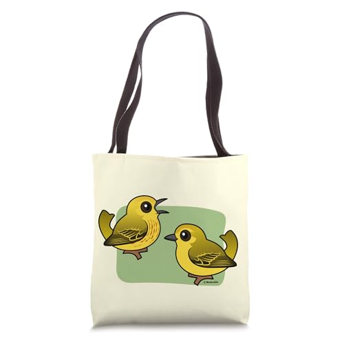 Cute Cartoon Yellow Warblers Birdorable Singing Bird Tote Bag