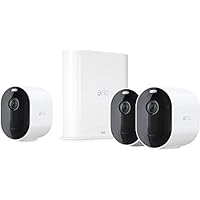 Arlo Pro3, 3 Telecamere di videosorveglianza wi-fi 2K HDR, con faro e allarme, Visione Notturna a...