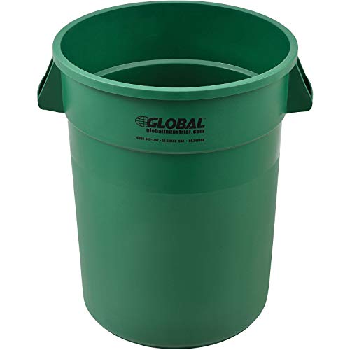 Global Industrial Commercial Round Trash Can, 32 Gallon Capacity, Green
