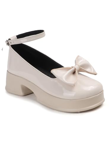 Image of SilverArrow womens Zenvique Stylish Bow Heel Sandals | Comfortable Mary Jane Dress Shoes for Women | Platform Heel Footwear