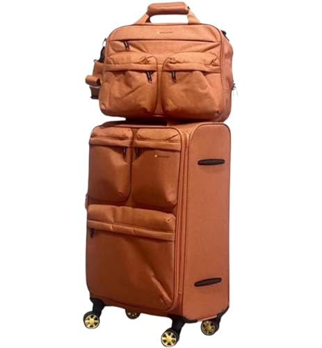 Carry-on Suitcase Luggage Expandable Rolling Upright Luggage, 2-Piece Set,Spinner Wheels, Lock for Travel Carry-on Suitcases Carry On Luggages, 28in, Orange (Orange 20in)