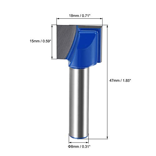 sourcing map 18mm Dia 8mm Shank Bottom Cleaning Router Bit, 2 Flutes Carbide Tipped Cutter Uncoated for Woodworking - Image 2