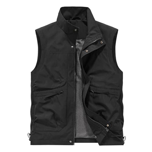 Gilet de travail homme sans manches à col montant veste unie