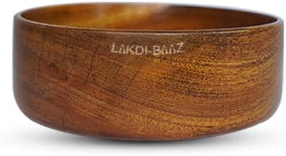 Lakdi Baaz | Natural Wooden Bowl for Salad | Neem Wood | No Color Used 1000ml 8inch/ B1 Teak