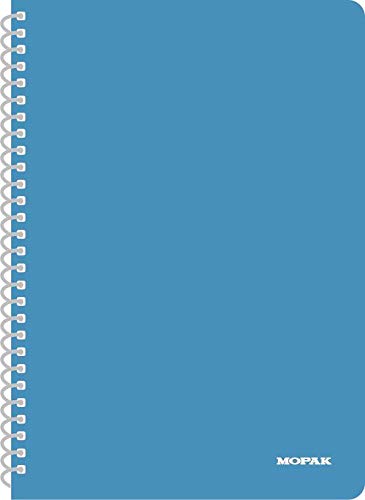 Mopak Funda de plástico de 40, 60, 72, 80, 96, 100 hojas en espiral, cuaderno cosido con alambre, a elegir, cuadrícula de longitud completa, cubierta de plástico, color neón, 144 hojas en espiral