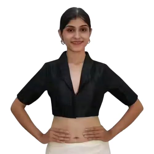 Women's Stylish Solid Phantom Silk Collar Blouse ? Short Sleeves_Collar_Black_38 Alterable_156-picture-34