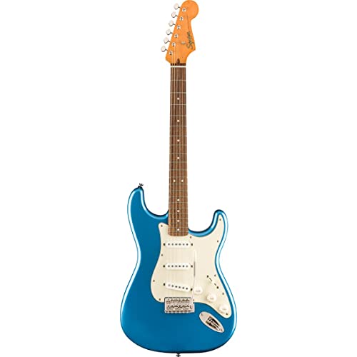 Squier Classic Vibe 60s Stratocaster Guitarra eléctrica, con 2 años de garantía, Lake Placid Blue, Laurel Diapasón