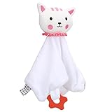 Baby-Schmusedecke aus Baumwolle mit Niedlichem Tierdesign, Weiches und Sicheres Material, Ideal Zur Beruhigung des Babys und für Komfort, für Säuglinge und Kleinkinder (weißes Kätzchen)