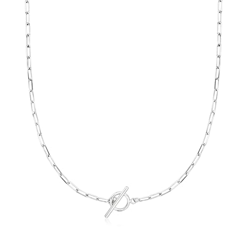 Ross-Simons 2.5mm Sterling Silver Paper Clip Link Toggle Necklace