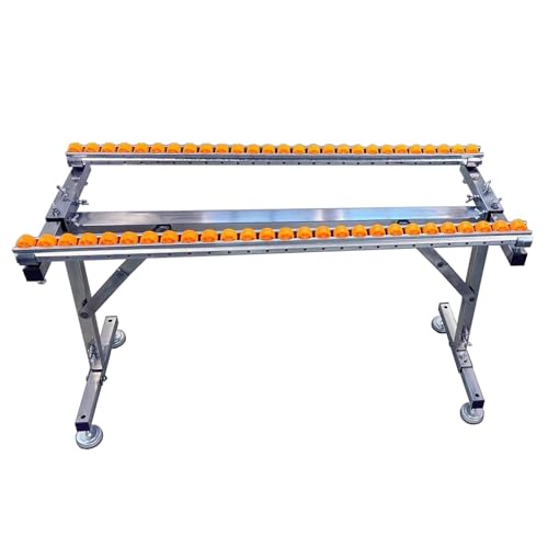 YJEUZCD Folding Roller Stand, Height Adjustable Conveyor Roller Table, Light Duty Outfeed Woodworking Conveyor, Saw Stand For Table Saws Planers(Silver-B)