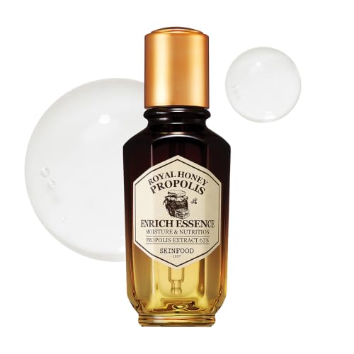SKINFOOD Royal Honey Propolis Enrich Essence - 63% Black Bee Propolis & 10% Royal Jelly Extract Face Serum - Propolis Serum for Skin, Valentine Day Gift - 1.69 Fl. Oz. (50mL)