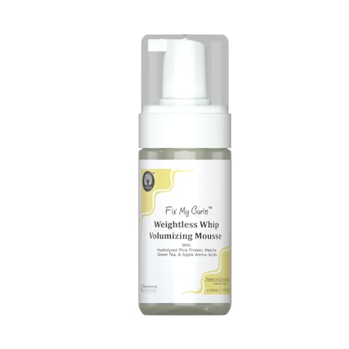 FIX MY CURLS Weightless Whip Volumizing Mousse | Enriched with Rice Protein for Hair Growth, & Apple Cider Vinegar | For Wavy, Curly, Frizzy Hair | Curl Enhancing | Silicone & Alochol Free (100ml)