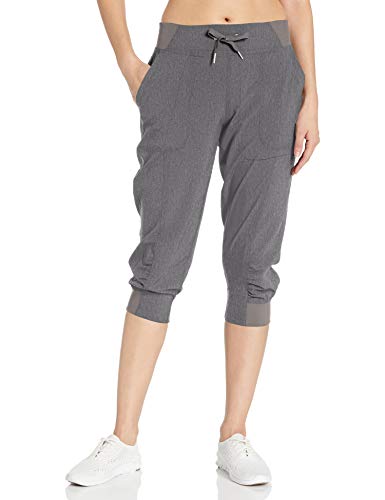 Calvin Klein Women's Premium Performance Rib Cuffed Capri Pant (Standard and Plus), Grey Melange, Large