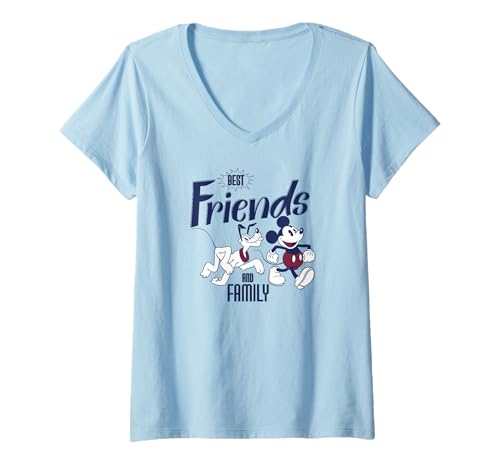 T-shirt Mickey Mouse col V look rétro idéal pour un week-end décontracté