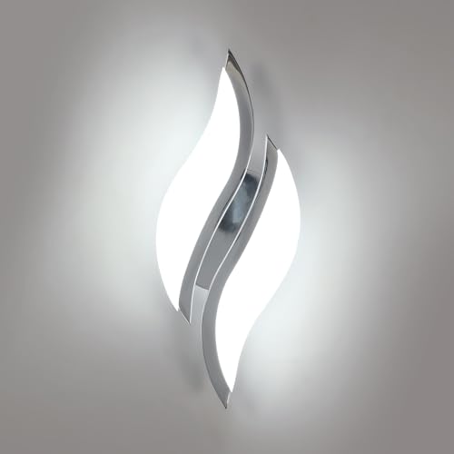 Goeco Modern LED Wall Lights, 12 W LED Wall Lamp, Night Lamp, Indoor, Cool White Light, 6500 K, Creative Leaf-shaped Wall Light with Acrylic Lampshade for Hallway, Staircase, Living Room, Bedroom