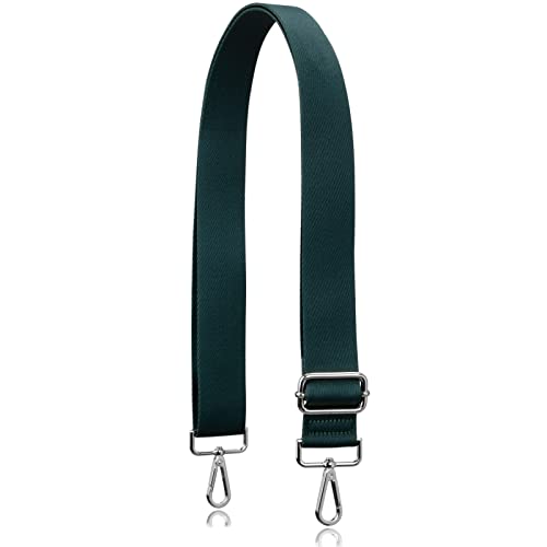 Allzedream - Correa gruesa de repuesto ajustable para bolso cruzado, Herrajes verde oscuro-plateado, M