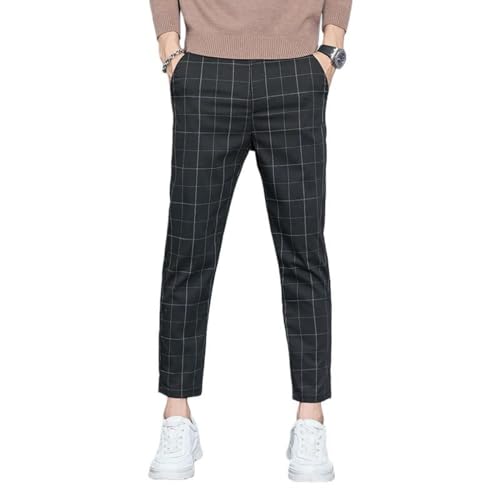 Pantalon court d'hiver épais à carreaux pour homme en laine chaude