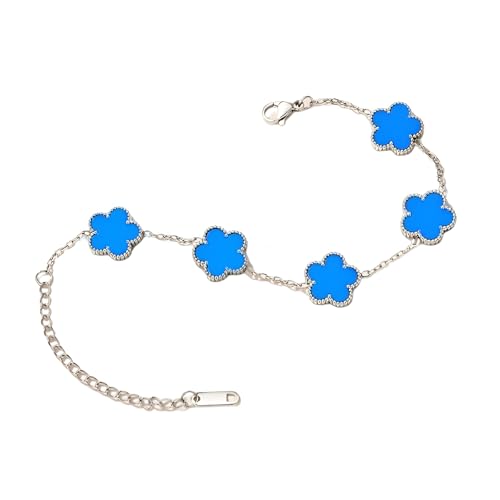 14K Gold Filled Clover Lucky Bracelet For Women - 925 Sterling Silver Lucky Clover Hand Bracelets Double Sided Flowers, Four Leaf Clover Bracelet, 4 Leaf Clover Bracelet