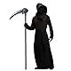 Sensenmann Kostüm Erwachsene mit Sense,Halloween Kostüm Herren Horror Schwarz Halloween Reaper Kostüm Gruselig Tod Party Kostüm für Halloween Karnevals Cosplay