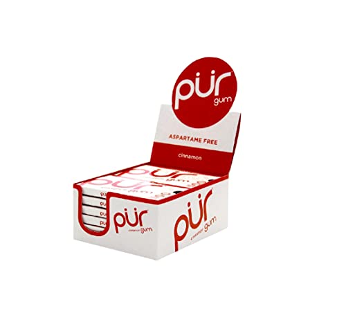 PUR Gum| Sugar Free Chewing Gum | 100% Xylitol | Vegan, Aspartame Free, Gluten Free & Diabetic Friendly | Natural Flavored Cinnamon Gum, 9 Pieces (Pack of 12)