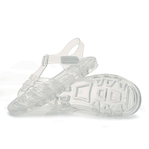 Image of Toddler Sandals Jelly Shoes Girls Unisex Boy Flat Retro Slides Clear Kids Water Slippers Slingback Summer Beach Size 8 Adjustable Buckle Glitter Dress Soft